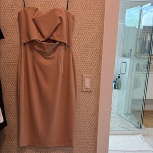 Black Halo Strapless Tan Dress
